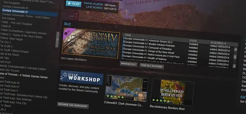 Latest Steam Beta client includes 'DLC management' in Library, cookie deletion