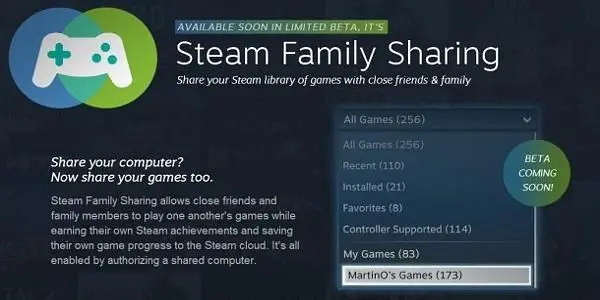 Steam adopts Xbox One's former family sharing program