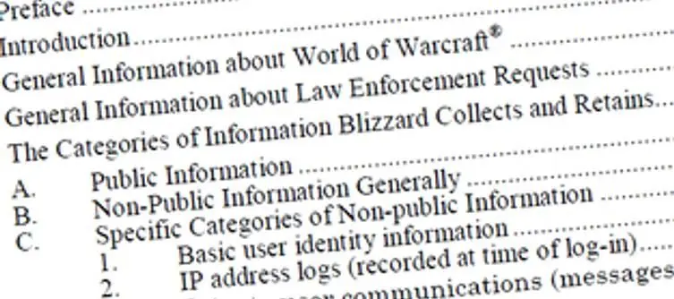 Blizzard's 'Law Enforcement Guide' leaked for World of Warcraft