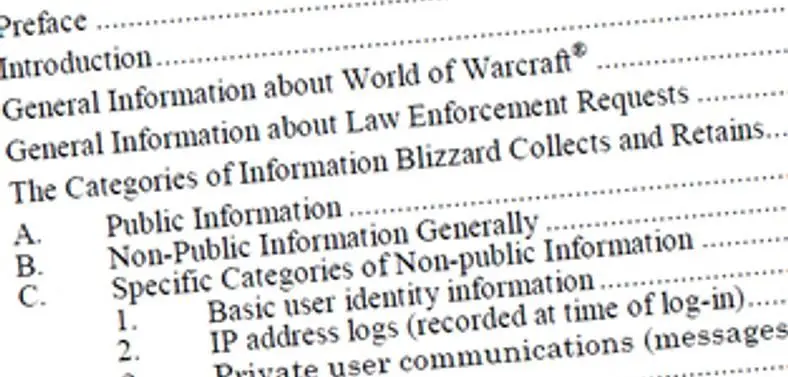 Blizzard's 'Law Enforcement Guide' leaked for World of Warcraft