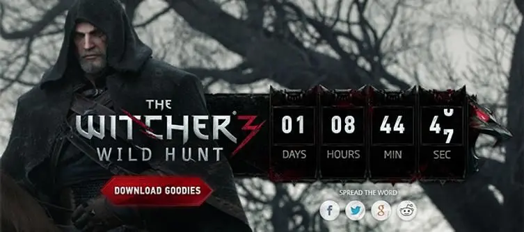 The Witcher 3 website counting down to 'killing monsters' teaser