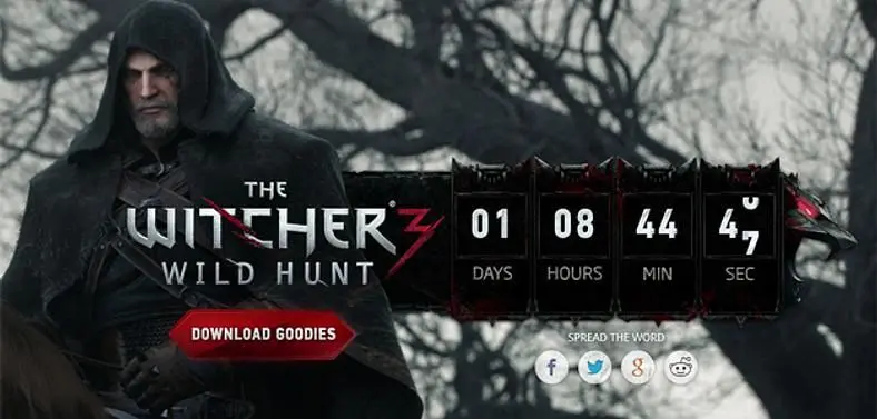 The Witcher 3 website counting down to 'killing monsters' teaser
