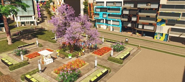 Plazas and Promenades DLC for Cities Skylines adds Car Free Zones and Pedestrian Streets