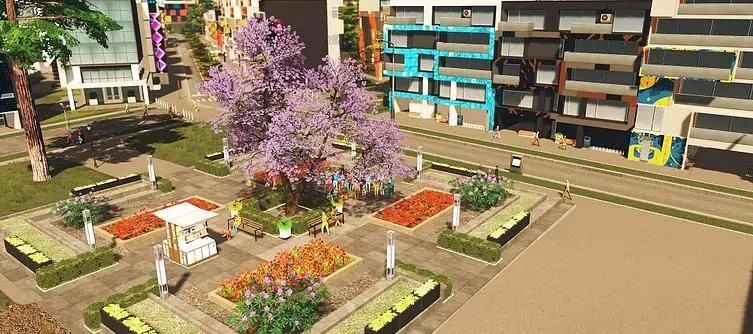 Plazas and Promenades DLC for Cities Skylines adds Car Free Zones and Pedestrian Streets