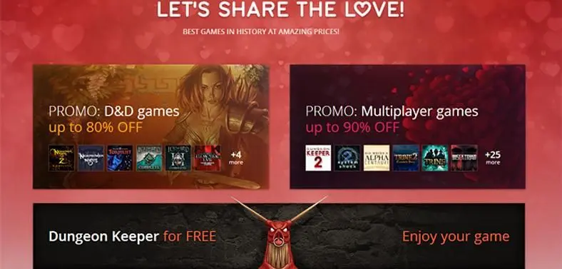 GOG.com celebrates Valentines with free Dungeon Keeper, up to 90% off games