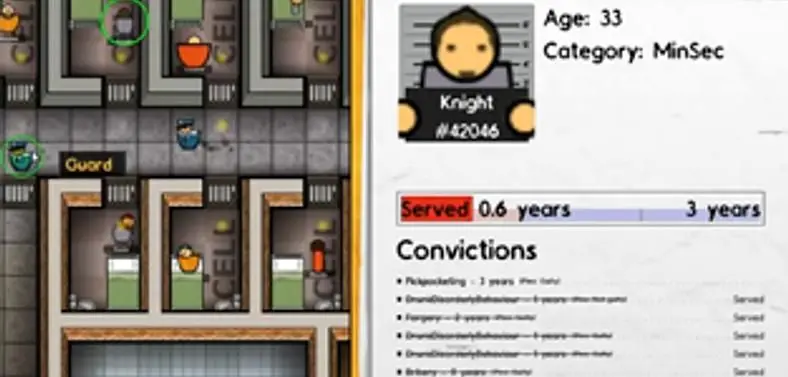 Criminal history and "risk categories" now in Prison Architect with 'Alpha 6'