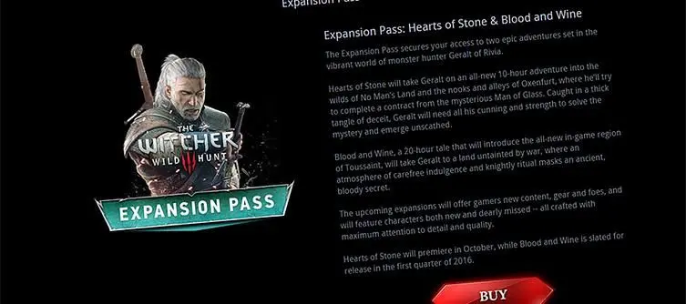 CD Projekt RED outline 'Expansion Pass' for The Witcher 3, includes "two epic adventures" with first due October