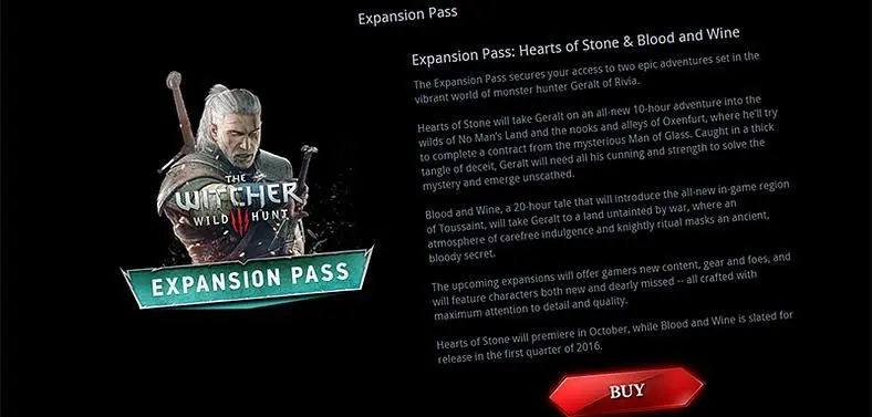 CD Projekt RED outline 'Expansion Pass' for The Witcher 3, includes "two epic adventures" with first due October