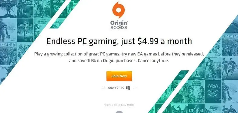 EA announces PC subscription service via Origin Access
