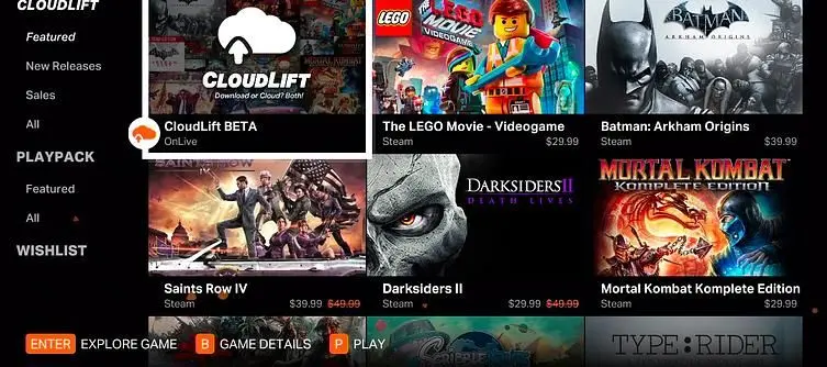 OnLive's Cloudlift Service