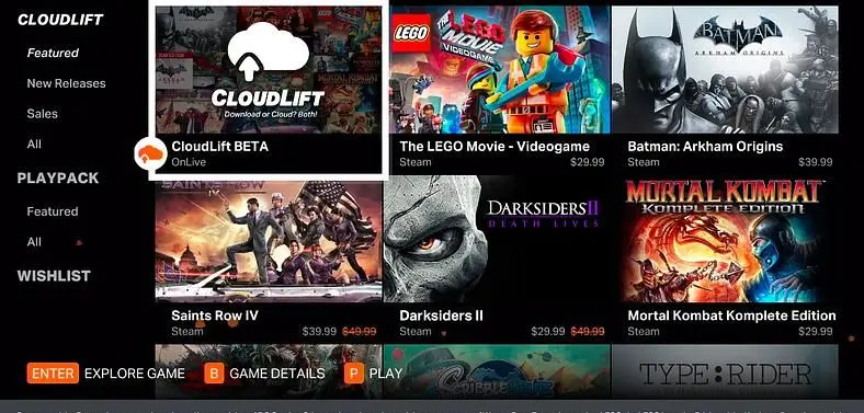 OnLive's Cloudlift Service