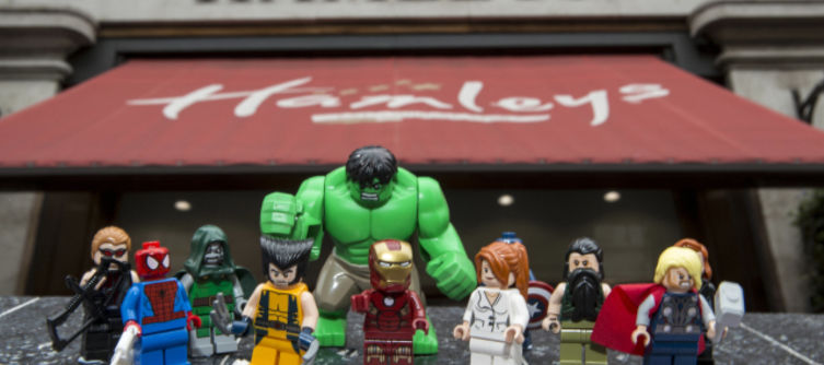 LEGO Marvel Super Heroes launches with superhero minifigs outside Hamleys