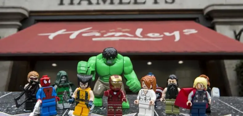 LEGO Marvel Super Heroes launches with superhero minifigs outside Hamleys