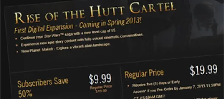 Rise of the Hutt Cartel first expansion for Star Wars: The Old Republic