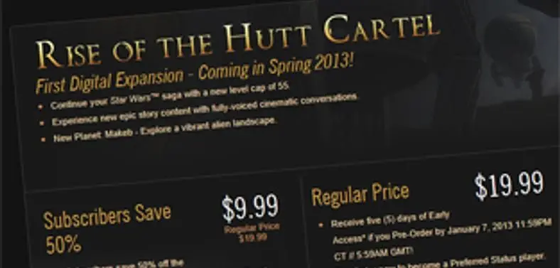 Rise of the Hutt Cartel first expansion for Star Wars: The Old Republic