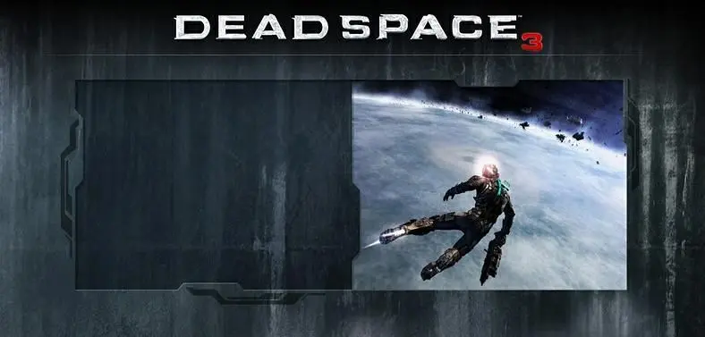 Dead Space 3 screenshot and logo orbiting the Internet