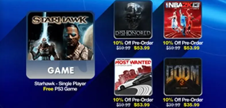 US PlayStation Store update adds Starhawk, FIFA 13 and Dead or Alive 5