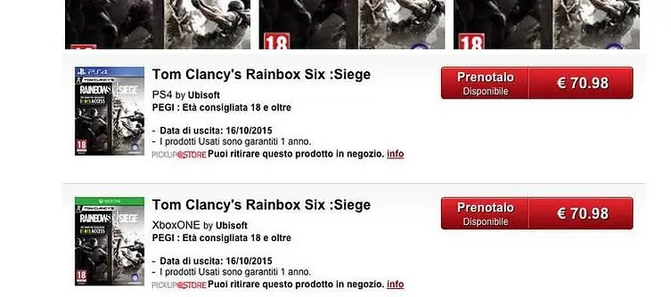 GameStop Italy may have accidentally revealed the release date for Rainbow Six: Siege