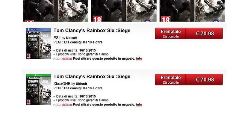 GameStop Italy may have accidentally revealed the release date for Rainbow Six: Siege