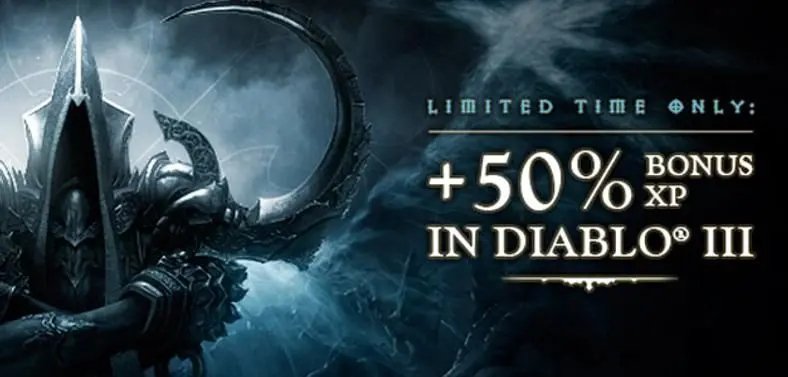 Blizzard run 50% bonus XP community event this weekend for Diablo III