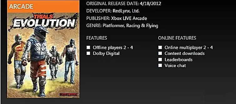 Trials Evolution leaked by Xbox.com Marketplace