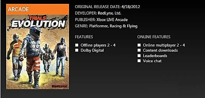 Trials Evolution leaked by Xbox.com Marketplace