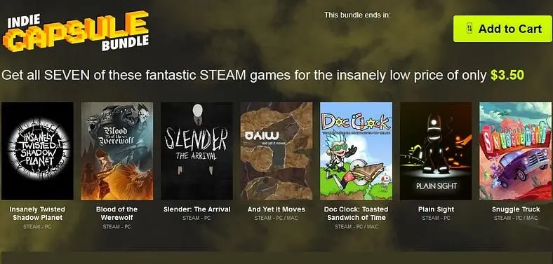 Bundle Stars offering 7 indie games for $3.50 USD