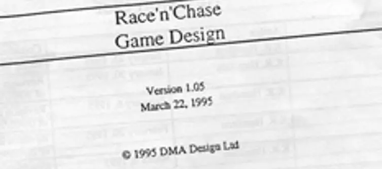 Original GTA design specs posted, was known as 'Race'n'Chase'