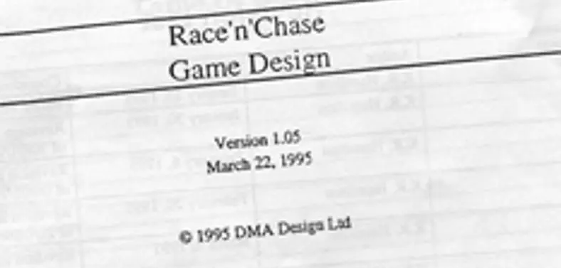 Original GTA design specs posted, was known as 'Race'n'Chase'