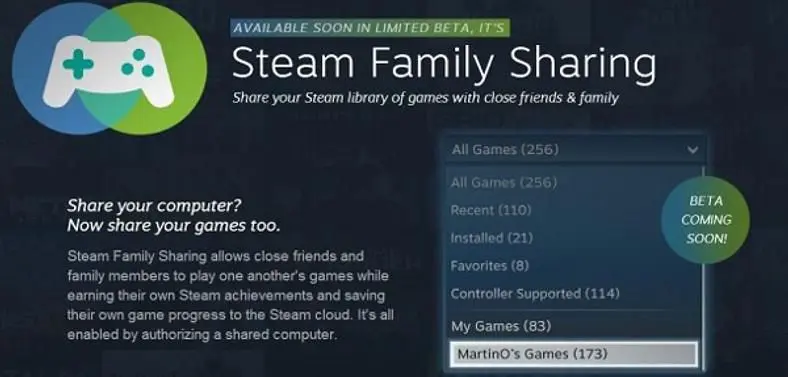 Steam adopts Xbox One's former family sharing program