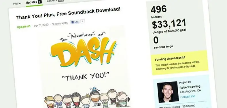 Robert Bowling's The Adventures of Dash not funded