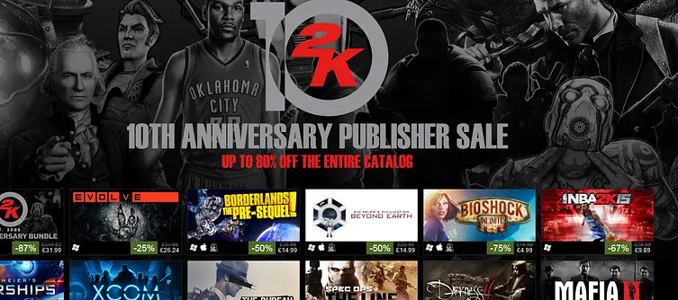 Steam kicks off the 2K 10th Anniversary Publisher Sale