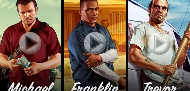 Three characters featured in three trailers for Grand Theft Auto V