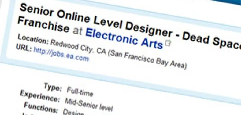 Dead Space 2 needs "Senior Online Level Designer" says EA job ad