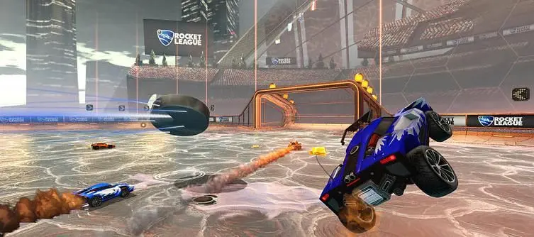 Rocket League player breaks through the bounds of the arena, explores dystopian hellscape