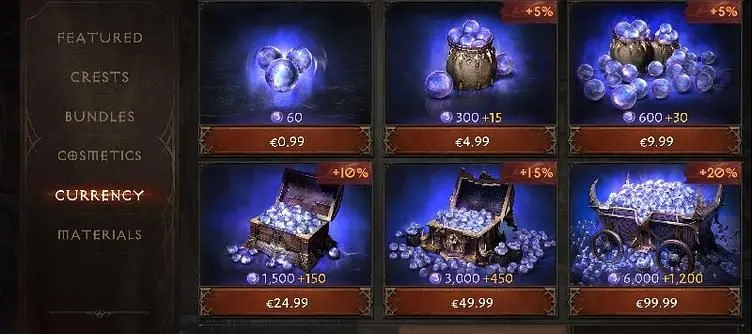Diablo Immortal Microtransactions - Eternal Orbs, Eternal Legendary Crests, Cosmetics, and More