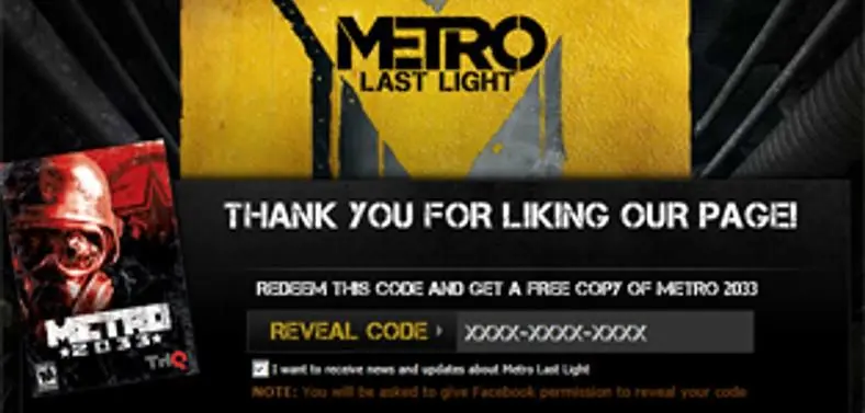 THQ giving away free Metro 2033 Steam codes via Facebook