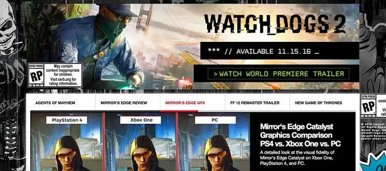 IGN site banner leaks Watch Dogs 2 reveal and release date