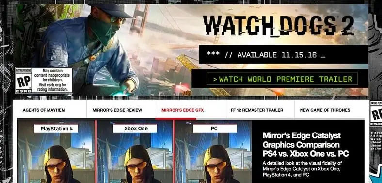 IGN site banner leaks Watch Dogs 2 reveal and release date
