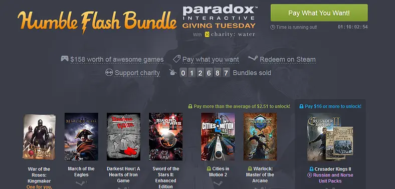 Paradox Humble Flash Bundle offers $158 worth of games