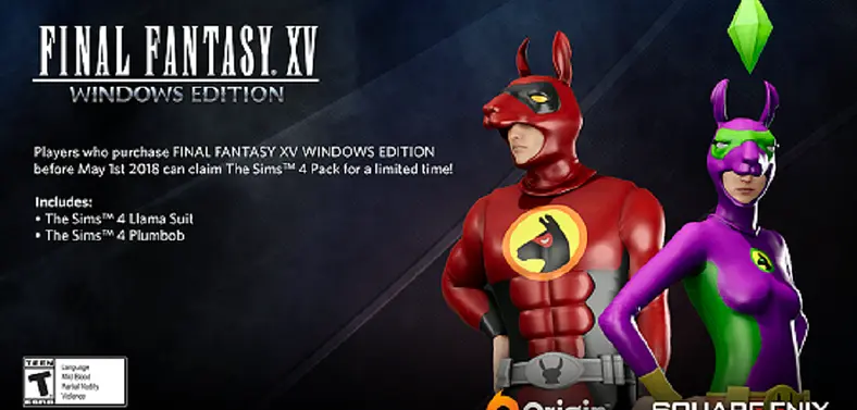 Final Fantasy XV on Origin will get The Sims 4 costumes