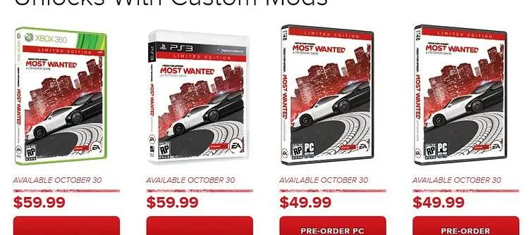 Need for Speed: Most Wanted preorder bonuses revealed