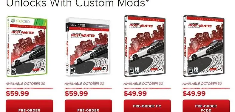 Need for Speed: Most Wanted preorder bonuses revealed