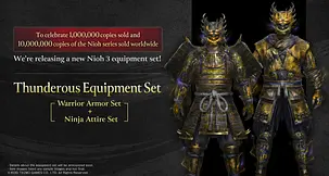 Koei Tecmo to reward Nioh 3 players with free Thunderous Equipment Set following 1 million copies sold milestone