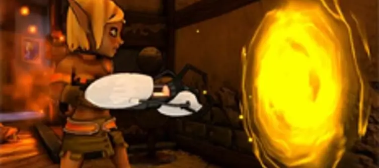 Dungeon Defenders armed with Portal Guns and TF2 Familiars