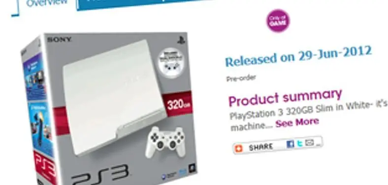 GAME land exclusive white 320GB PS3 for £240