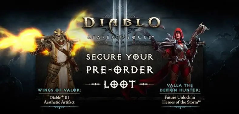 Pre-order gifts for Diablo III: Reaper of Souls if keys redeemed before March 31st