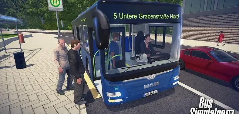 Waiting on Bus Simulator 16 in the rain, in the rain