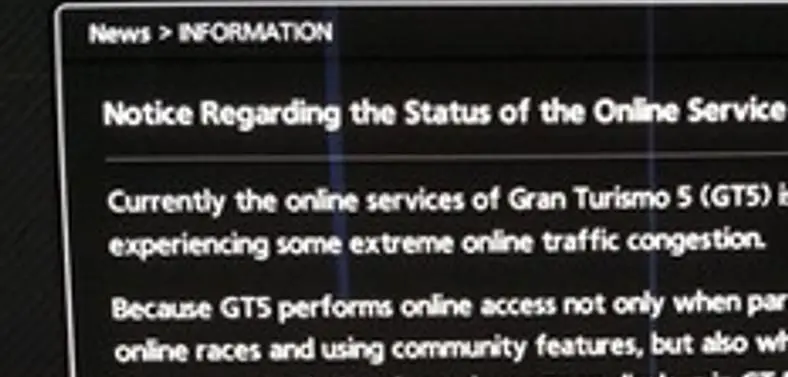 Gran Turismo 5 suffers from "extreme online traffic congestion"