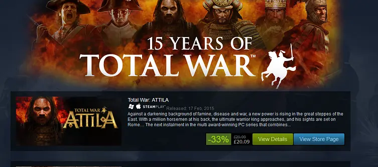 Free weekend and big sale for Total War franchise on Steam